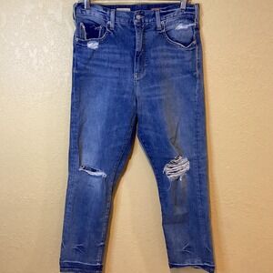 Pilcro for Anthropologie Distressed Vintage‎ Straight High Rise Jeans, Size 31
